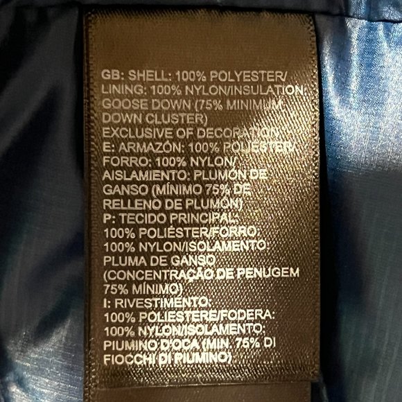 The North Face Womens Small Puffer Vest 550 Goose Down Blue Floral Zip Slim - Picture 8 of 9